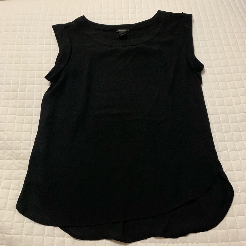 Women’s Black Cap-Sleeve Chiffon Blouse Ann Taylor